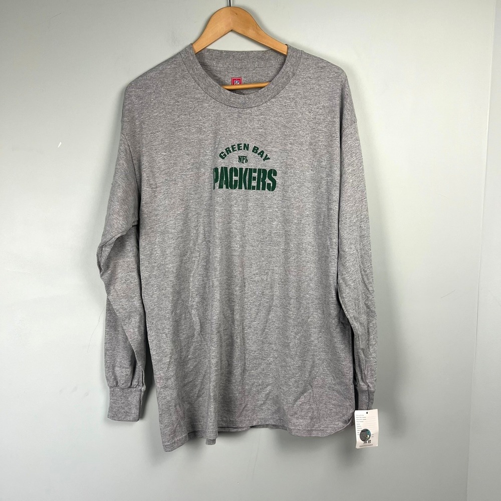 NFL Green Bay Packers Long Sleeve T-Shirt Mens Large Gray Graphic Tee New
